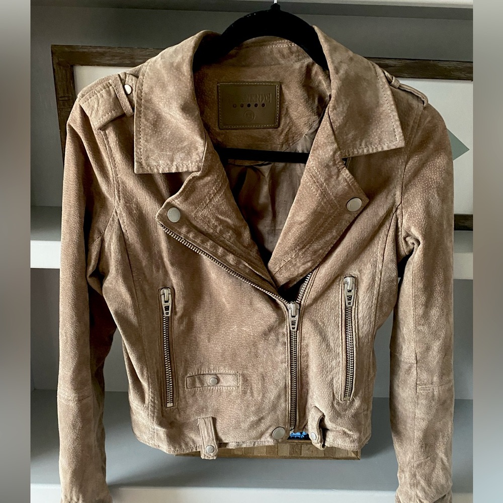 Tan Blank NYC Suede Moto Jacket